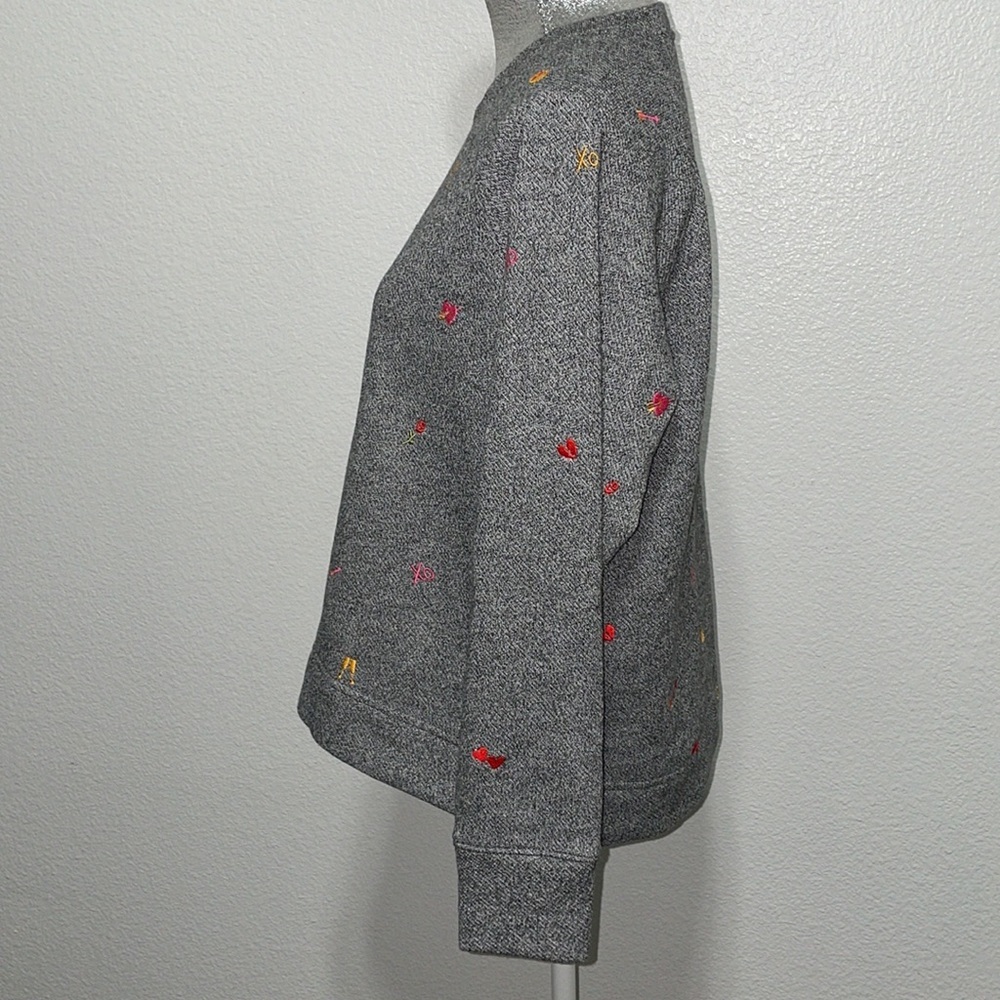 Lou & Grey‎ For Loft Gray Embroidered Pullover Sweatshirt Size Small - Picture 2 of 7